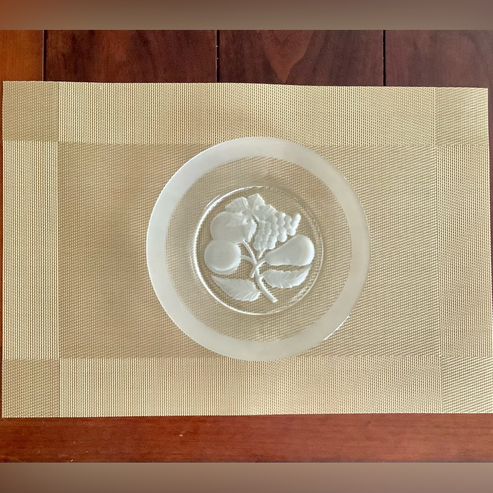 Set of 6 Frosted Glass Dessert Plates 8”